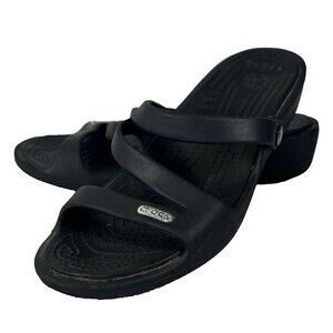 CROCS Patricia Mini Wedge Sandal Slides Women's Size 6 Black